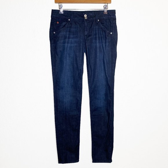 Hudson Button Flap Pocket Mid-rise Skinny Jeans Dark Denim Size 29 - Picture 3 of 6